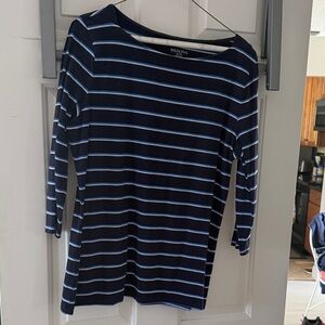 Merona Navy and Light Blue Striped Long Sleeve Tee